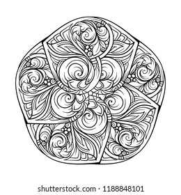 Vector abstract black and white ethnic mandala motif