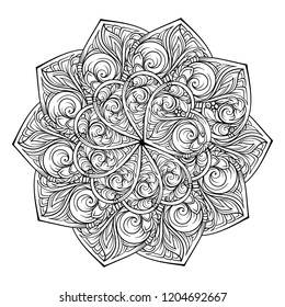 Vector abstract black and white ethnic mandala motif