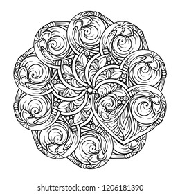 Vector abstract black and white ethnic mandala motif