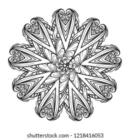 Vector abstract black and white ethnic mandala motif
