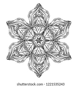 Vector abstract black and white ethnic mandala motif