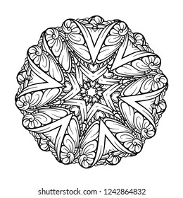 Vector abstract black and white ethnic mandala motif
