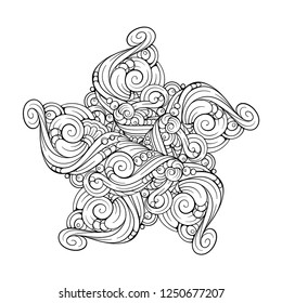 Vector abstract black and white ethnic star shape mandala motif