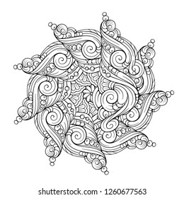 Vector abstract black and white ethnic mandala motif