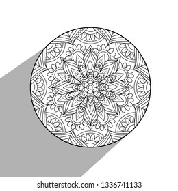 Vector abstract black and white ethnic mandala motif. Circle shape. abstract Circle. Coloring Page - Vector