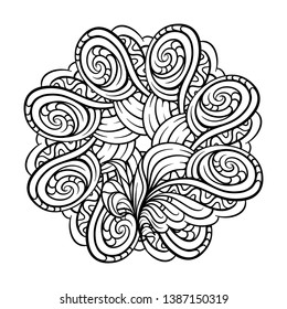 Vector abstract black and white ethnic mandala motif.