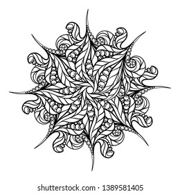 Vector abstract black and white ethnic mandala motif.