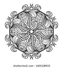 Vector abstract black and white ethnic mandala motif.