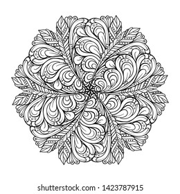 Vector abstract black and white ethnic mandala motif.