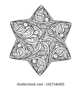 Vector abstract black and white ethnic mandala motif. Star shape.