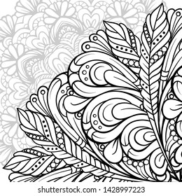 Vector abstract black and white ethnic mandala background with a place for a text