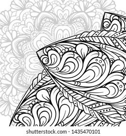 Vector abstract black and white ethnic mandala background with a place for a text