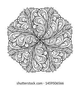 Vector abstract black and white ethnic mandala motif. .