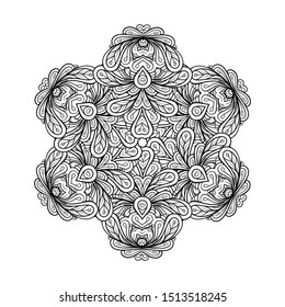 Motivo abstracto de Mandala en blanco y negro....