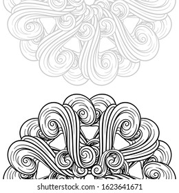 Vector abstract black and white ethnic mandala background with a place for a text