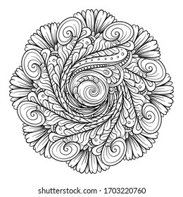 Vector abstract black and white ethnic mandala motif