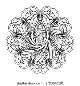 Vector abstract black and white ethnic mandala motif