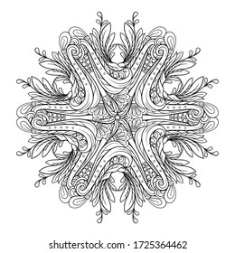 Vector abstract black and white ethnic mandala motif