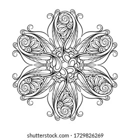 Vector abstract black and white ethnic mandala motif