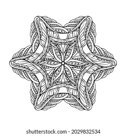 Vector abstract black and white ethnic star shape mandala motif