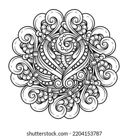 Vector abstract black and white ethnic mandala motif