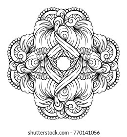 Vector abstract black and white ethnic cross-shape motif