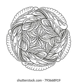 Vector abstract black and white ethnic mandala motif