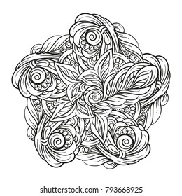 Vector abstract black and white ethnic mandala motif