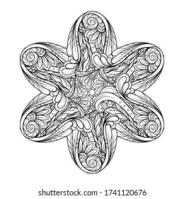 Vector abstracto de motivos de mandala floral en blanco y negro