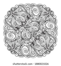 Vector abstract black and white floral motif