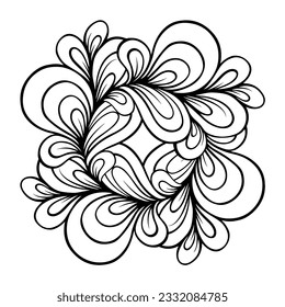 Vector abstract black and white floral motif