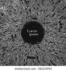 Vector abstract black and white font background, with a circle place for text in it. 