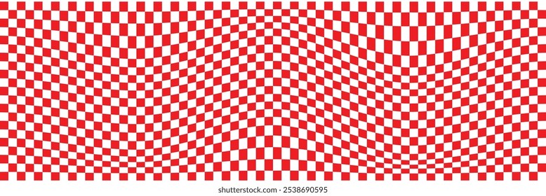Vector abstract black and white geometric background, wavy chessboard.