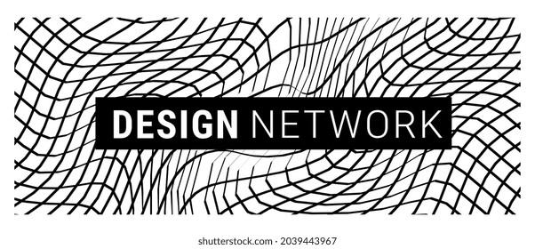 Vector Abstract Black and White Illustration of Net Halftone Pattern with Frame and Text, Decorative Background for Banner, Poster, Print