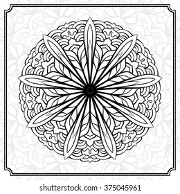 Vector abstract black and white mandala pattern. 