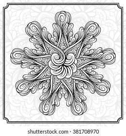 Vector abstract black and white mandala pattern. 
