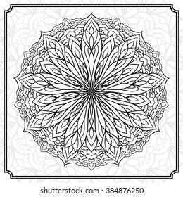 Vector abstract black and white mandala pattern. 