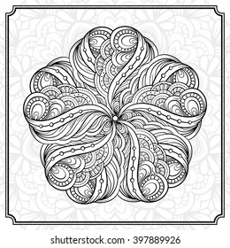 Vector abstract black and white mandala pattern. 