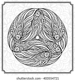 Vector abstract black and white mandala pattern. 