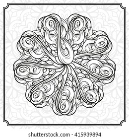 Vector abstract black and white mandala pattern. 