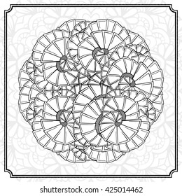 Vector abstract black and white mandala pattern.
