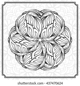 Vector abstract black and white mandala pattern.