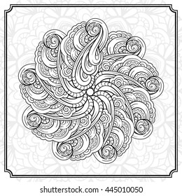 Vector abstract black and white mandala pattern.