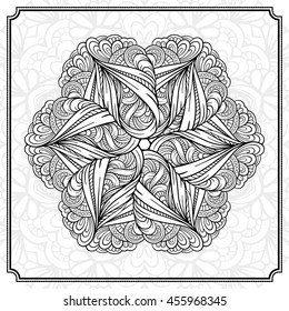 Vector abstract black and white mandala pattern.