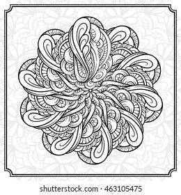 Vector abstract black and white mandala pattern.