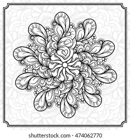 Vector abstract black and white mandala pattern.