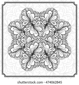 Vector abstract black and white mandala pattern.