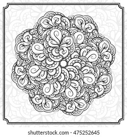 Vector abstract black and white mandala pattern.