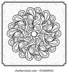 Vector abstract black and white mandala pattern.