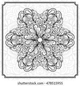 Vector abstract black and white mandala pattern.